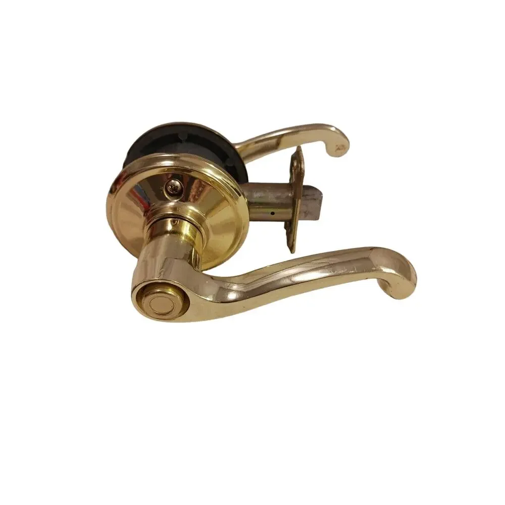 Schlage Brass DOOR KNOB‎ Bed Bath GOLD FRENCH Lever Push Button Lock Vintage
